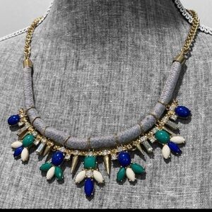 Rhinestone & Glass Cabachon Statement Necklace